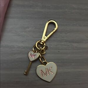 Michael Kors Gold and White Heart Keychain